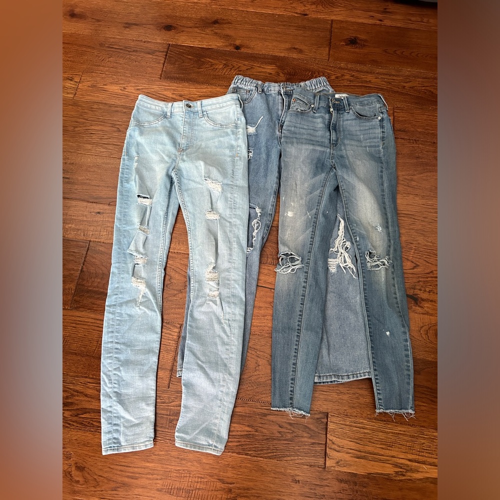 Teen Age 12 Size Jean Pants - Set of 3 - Denim Light Medium Wash